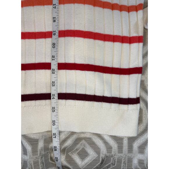 Talbots Ribbed Turtleneck Sweater Cream Rainbow Stripe Plus Size 1X Pullover - Picture 5 of 8